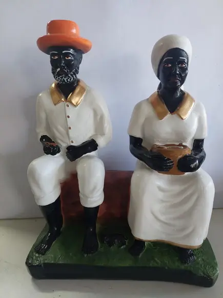 Imagem Casal Preto Velho Pai João Mãe Maria Escultura Gesso