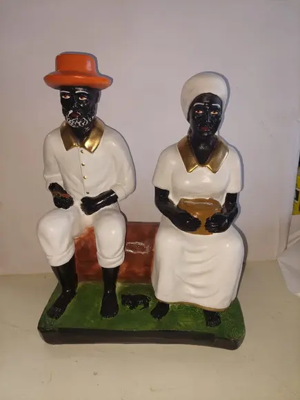Imagem Casal Preto Velho Pai João Mãe Maria Escultura Gesso