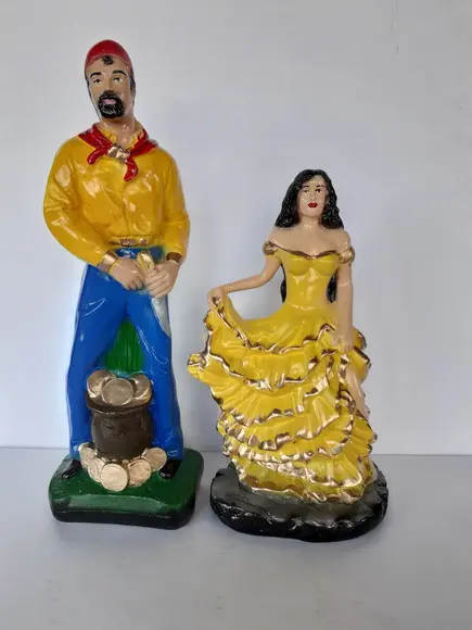 Imagem Cigano do Ouro Cigana 7 Saias 2 Escultura Casal 30cm