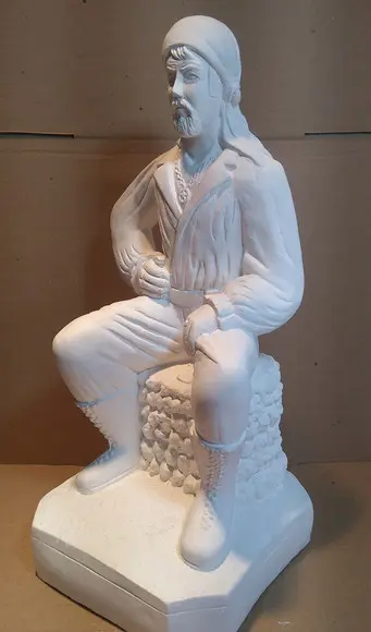 Imagem Cigano Mura Escultura Cigano Pablo Sentado Gesso Cru