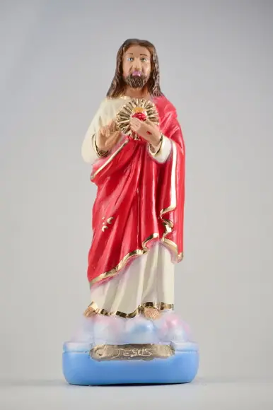 Imagem Coração de Jesus em Pé Escultura 100% em Gesso Cheio