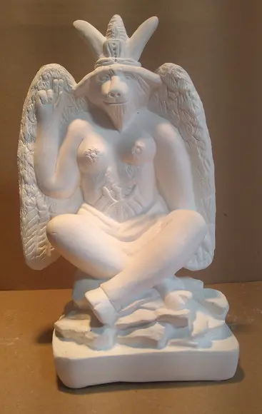 Imagem Exu Belzebu Escultura Bafomé Baphomet Gesso Cru Nova