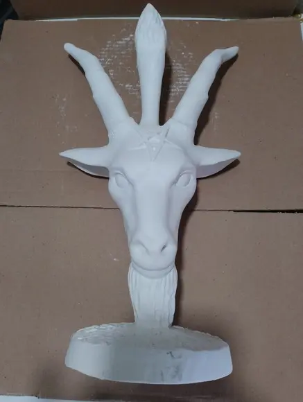 Imagem Exu Belzebu Cabeça Baphomet Bafomé Escultura Nova