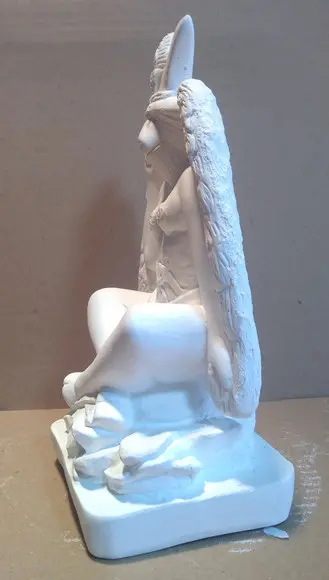 Imagem Exu Belzebu Escultura Bafomé Baphomet Gesso Cru Nova