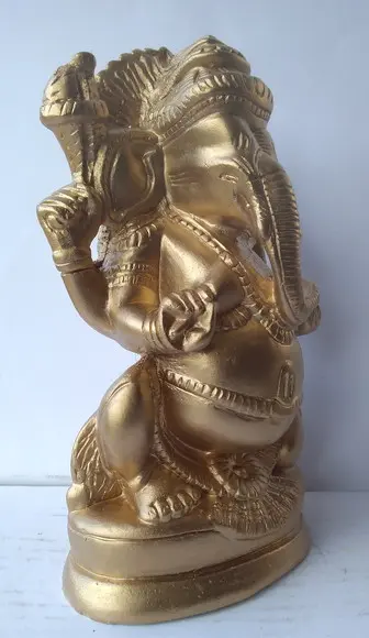 Imagem Ganesha Escultura da Ganesha da Fortuna Hindu Dourada