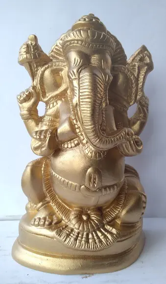 Imagem Ganesha Escultura da Ganesha da Fortuna Hindu Dourada