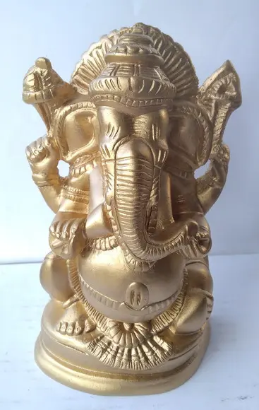 Imagem Ganesha Escultura da Ganesha da Fortuna Hindu Dourada