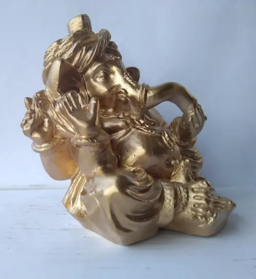 Imagem Ganesha Escultura da Ganesha da Sorte Hindu Dourada