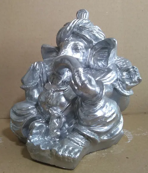 Imagem Ganesha Escultura da Ganesha da Fortuna Hindu Prata