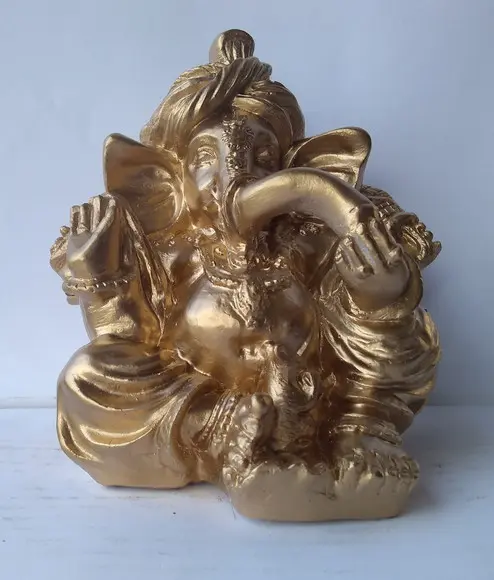 Imagem Ganesha Escultura da Ganesha da Sorte Hindu Dourada