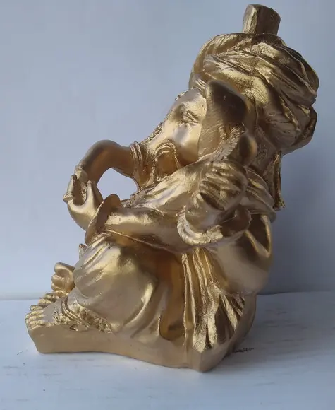 Imagem Ganesha Escultura da Ganesha da Sorte Hindu Dourada