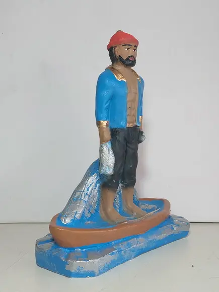 Imagem Martin Pescador com Barco Escultura em Gesso Puro