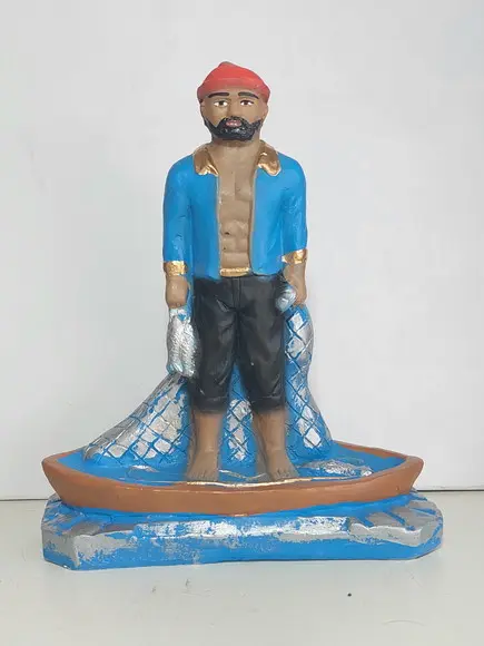 Imagem Martin Pescador com Barco Escultura em Gesso Puro