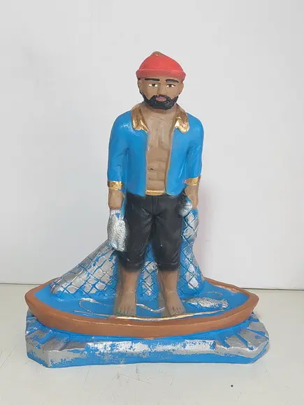 Imagem Martin Pescador com Barco Escultura em Gesso Puro