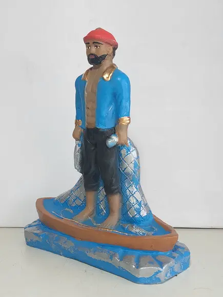 Imagem Martin Pescador com Barco Escultura em Gesso Puro