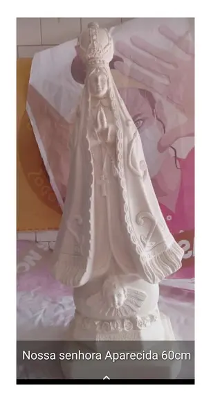 Imagem Nossa Senhora Aparecida Escultura em Gesso Cru 60cm