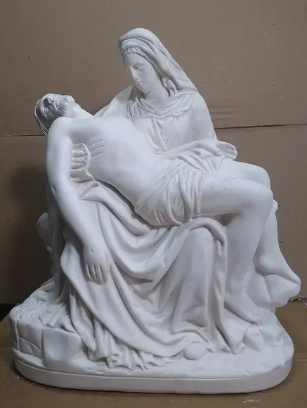 Imagem Nossa Senhora Pietá Escultura Sra. Pieta Gesso Cru