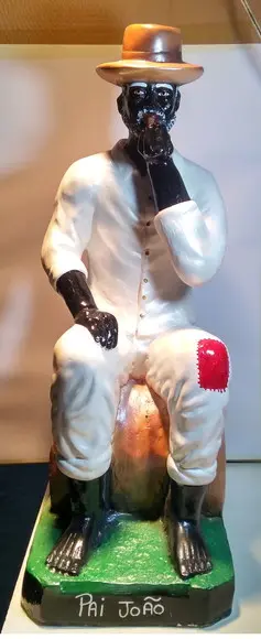 Imagem Preto Velho Pai João Escultura Grande com Chapéu 65cm