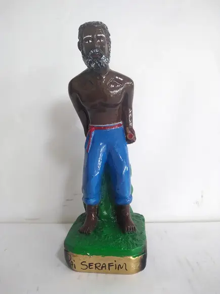 Imagem Preto Velho Pai Serafim Escultura Baiano Serafim