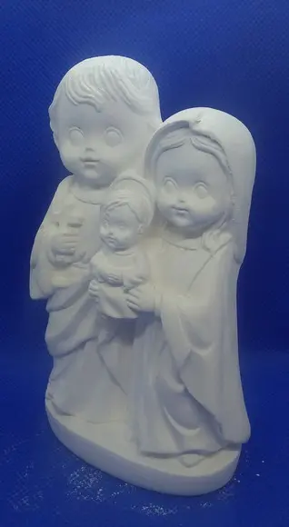 Imagem Sagrada Família Baby Escultura em Gesso Cru Baby