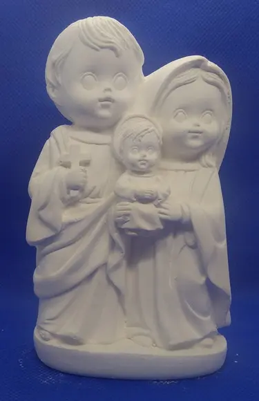 Imagem Sagrada Família Baby Escultura em Gesso Cru Baby
