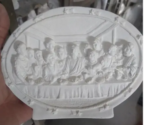 Imagem Santa Ceia Escultura de Mesa em Gesso Cru para Pintar