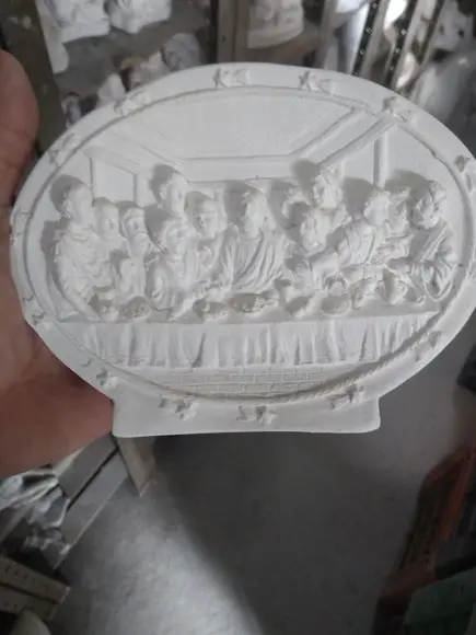 Imagem Santa Ceia Escultura de Mesa em Gesso Cru para Pintar