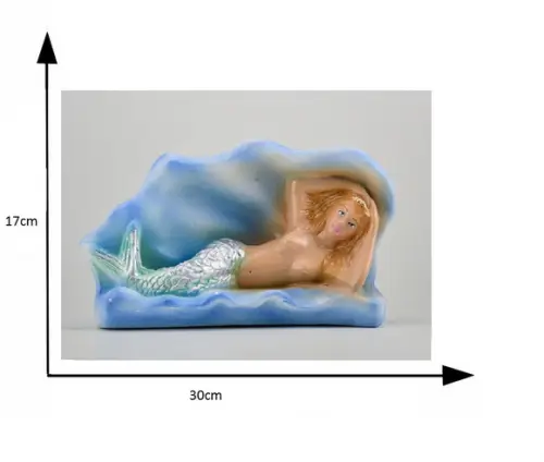 Imagem Sereia na Concha Escultura em Gesso Puro Peça Grande
