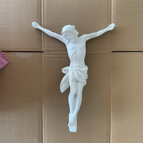 Jesus Cristo Crucificado Imagem Corpo Cristo Gesso Cru 40cm