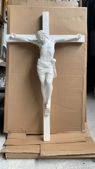 Jesus Cristo Crucificado Imagem Cristo na Cruz em Gesso Cru