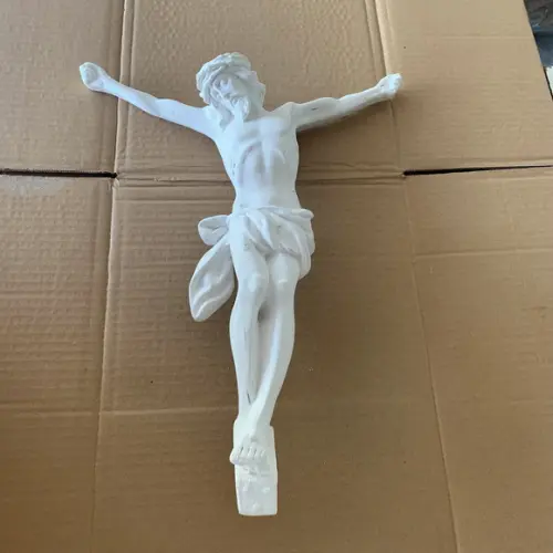 Jesus Cristo Crucificado Imagem Corpo Cristo Gesso Cru 40cm