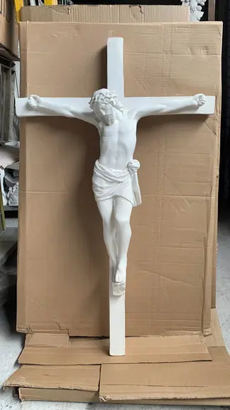Jesus Cristo Crucificado Imagem Cristo na Cruz em Gesso Cru