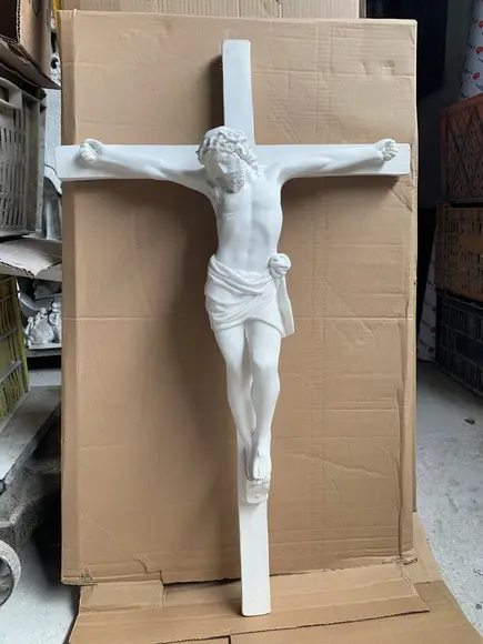 Jesus Cristo Crucificado Imagem Cristo na Cruz em Gesso Cru