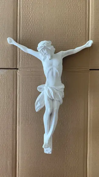 Jesus Cristo Crucificado Imagem Corpo Cristo Gesso Cru 40cm