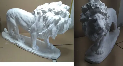 Leão Rei da Selva Imagem Leão Escultura Gesso Cru Grande