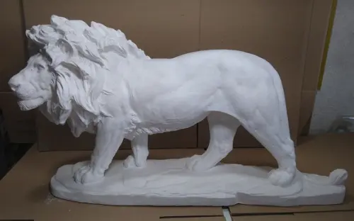 Leão Rei da Selva Imagem Leão Escultura Gesso Cru Grande
