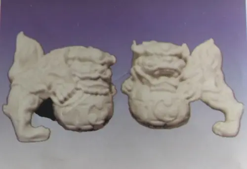 Leões Chineses Imagem Par de Leão Chinês em Gesso Cru