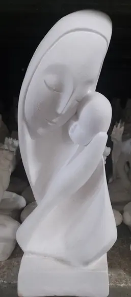 Madona Imagem Madona Moderna Lisa Escultura em Gesso Cru