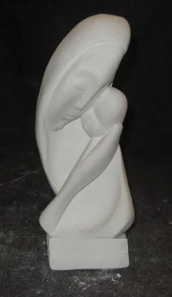 Madona Imagem Madona Moderna Lisa Escultura em Gesso Cru