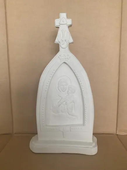 Mãe Rainha Imagem Mãe Rainha Placa de Mesa em Gesso Cru 30cm