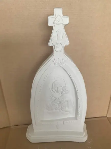 Mãe Rainha Imagem Mãe Rainha Placa de Mesa em Gesso Cru 30cm