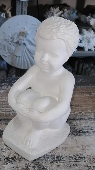 Menino Ere Imagem Criança Uere Escultura em Gesso Cru
