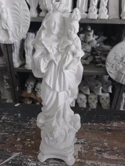 Nossa Senhora Auxiliadora Imagem 35cm Escultura em Gesso Cru