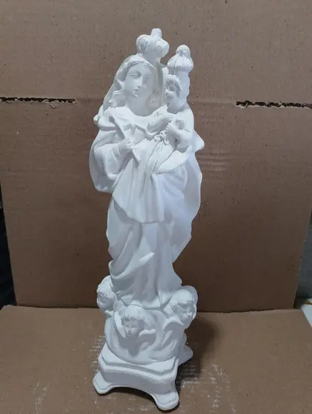 Nossa Senhora Auxiliadora Imagem 35cm Escultura em Gesso Cru