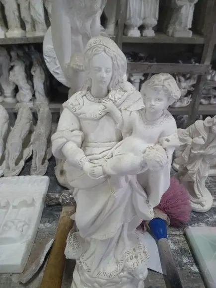 Nossa Senhora das Cabeças Imagem N Sra das Cabeças Gesso Cru