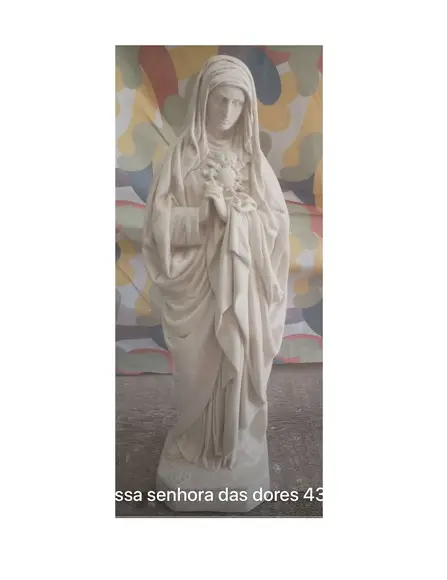 Nossa Senhora das Dores Imagem N Sra Dores 43cm Gesso Cru