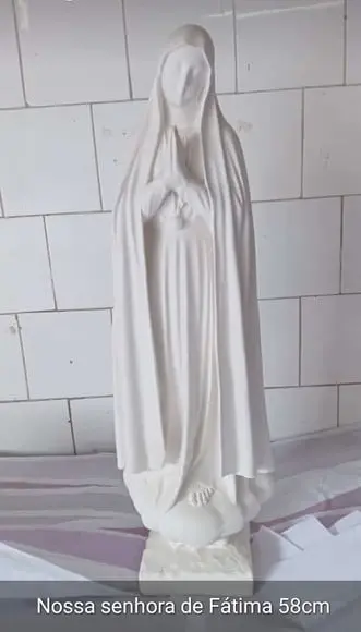 Nossa Senhora de Fátima Imagem N Sra Fatima Gesso Cru 58cm