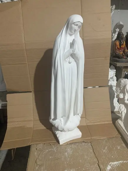 Nossa Senhora de Fátima Imagem N Sra Fatima Gesso Cru 58cm