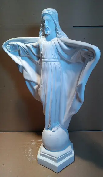 Oxalá Imagem Cristo de Braços Aberto em Gesso Cru