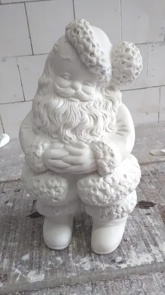 Papai Noel Escultura do Papai Noel em Gesso Cru 35cm